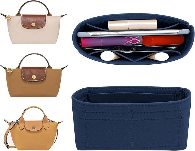 Felt Mini Organizer Insert for Longchamp mini XS Bag,Purse Organizer Insert For Handbag (DarkBlue... | Amazon (US)