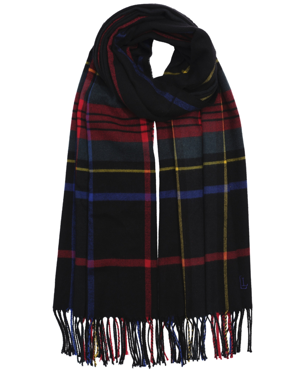 Lauren Ralph Lauren Exploded Plaid Pattern Scarf - Black Stewart | Macy's