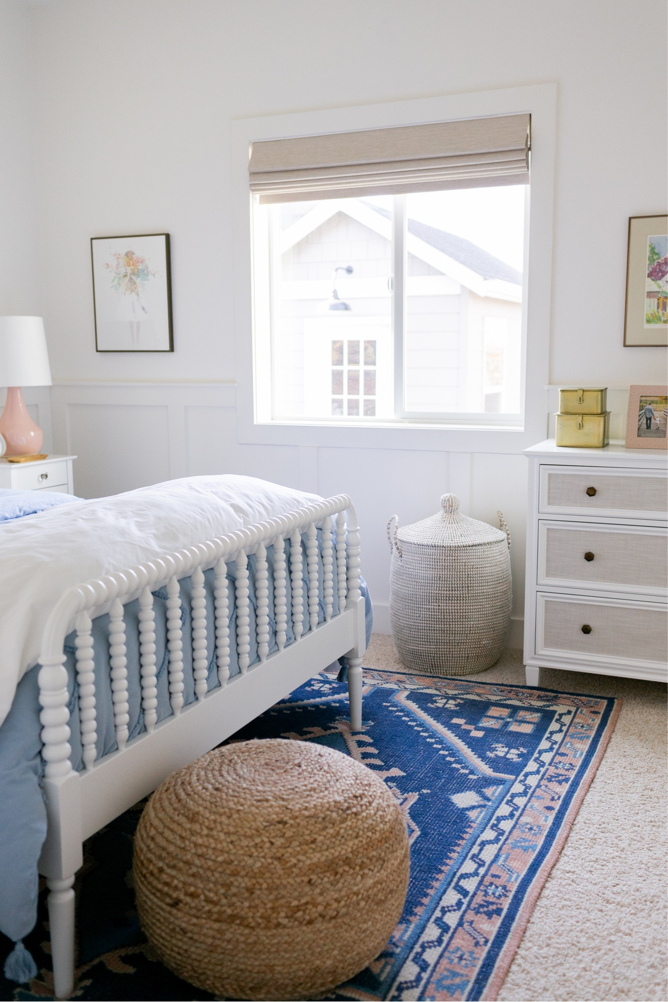 Girl’s bedroom, bedding, area rug, vintage rug, Jenny Lind bed, baskets, woven pouf

#LTKhome #LTKFind #LTKstyletip