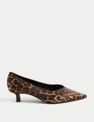 Animal Print Kitten Heel Pointed Court Shoes | Marks and Spencer US