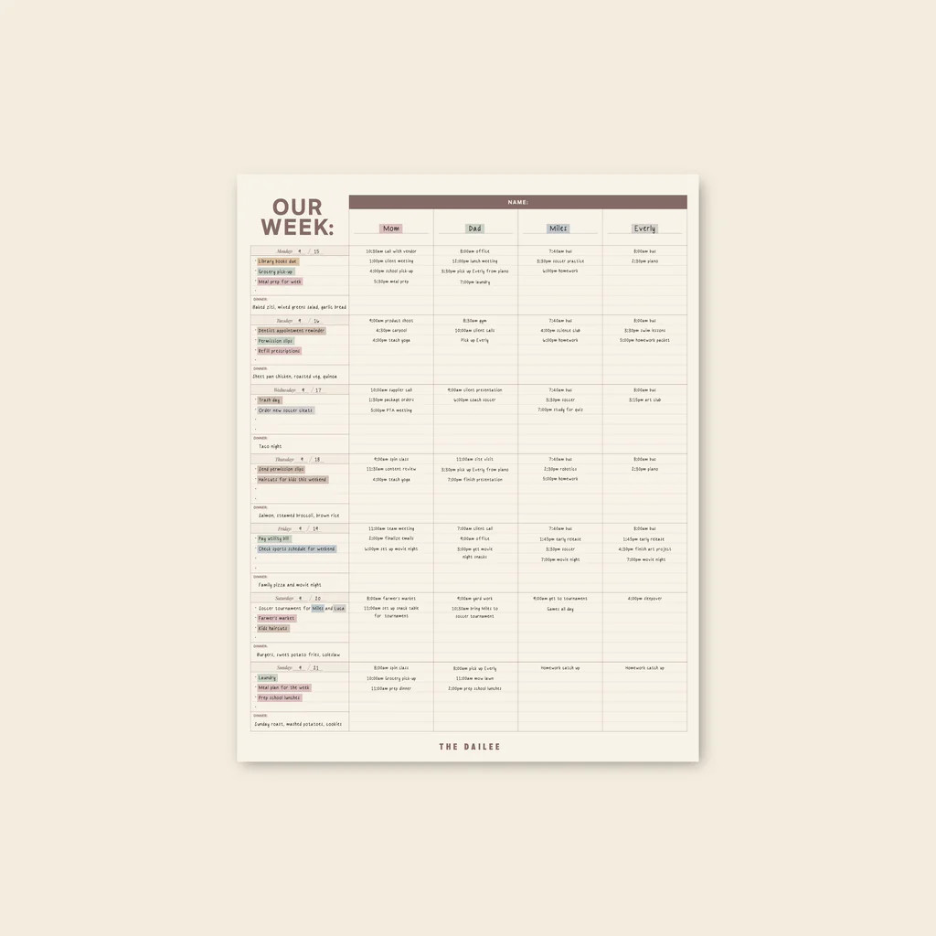 Family Fridge Calendar | The Dailee