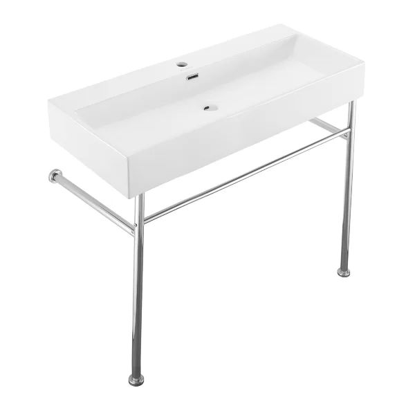 Claire 40" Tall Ceramic Rectangular Console Bathroom Sink with Overflow | Wayfair North America