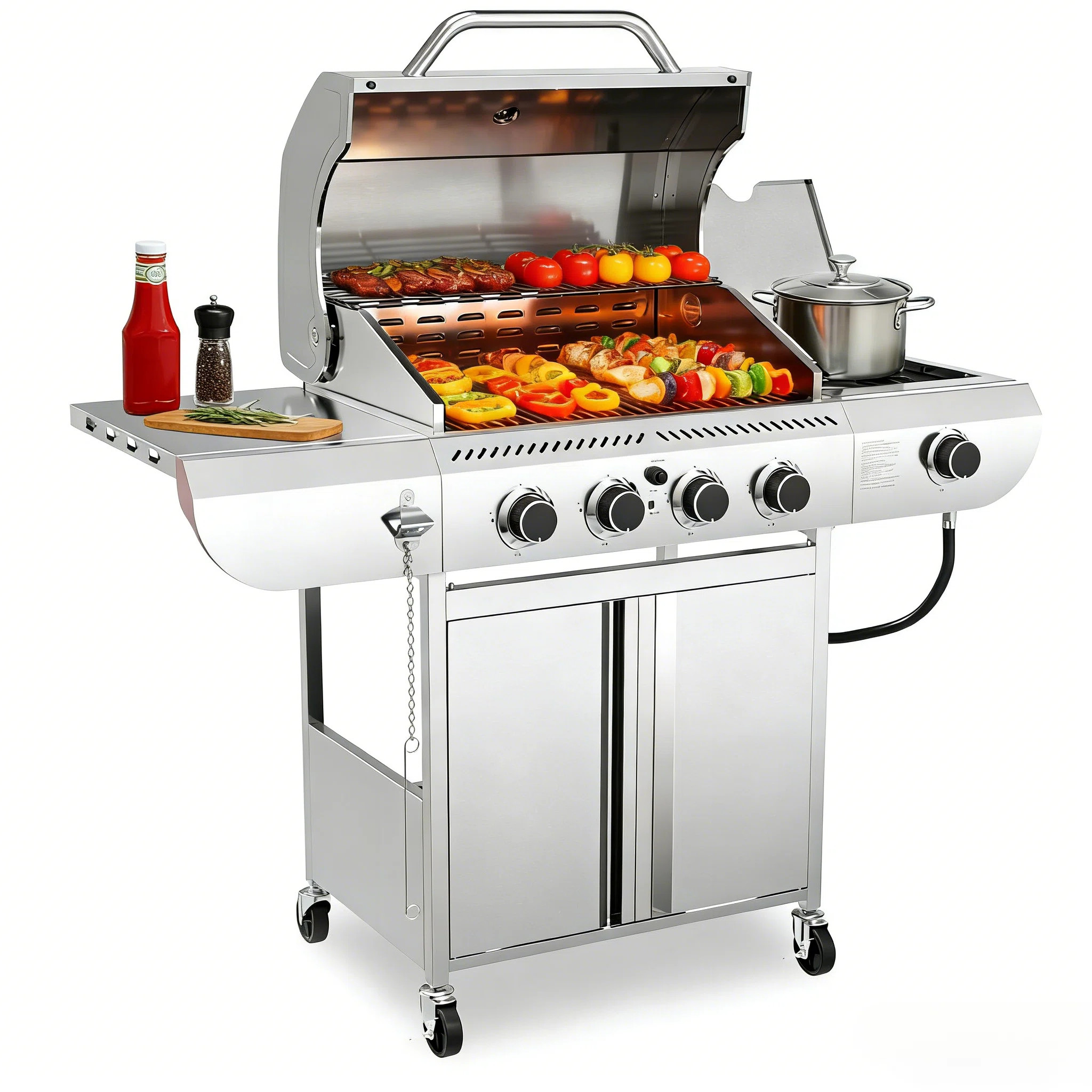 R.W.Flame Burners 34000 Btu Lp Gas Grill with Side Burner for Outdoor Garden Patio Backyard Barbe... | Wayfair North America