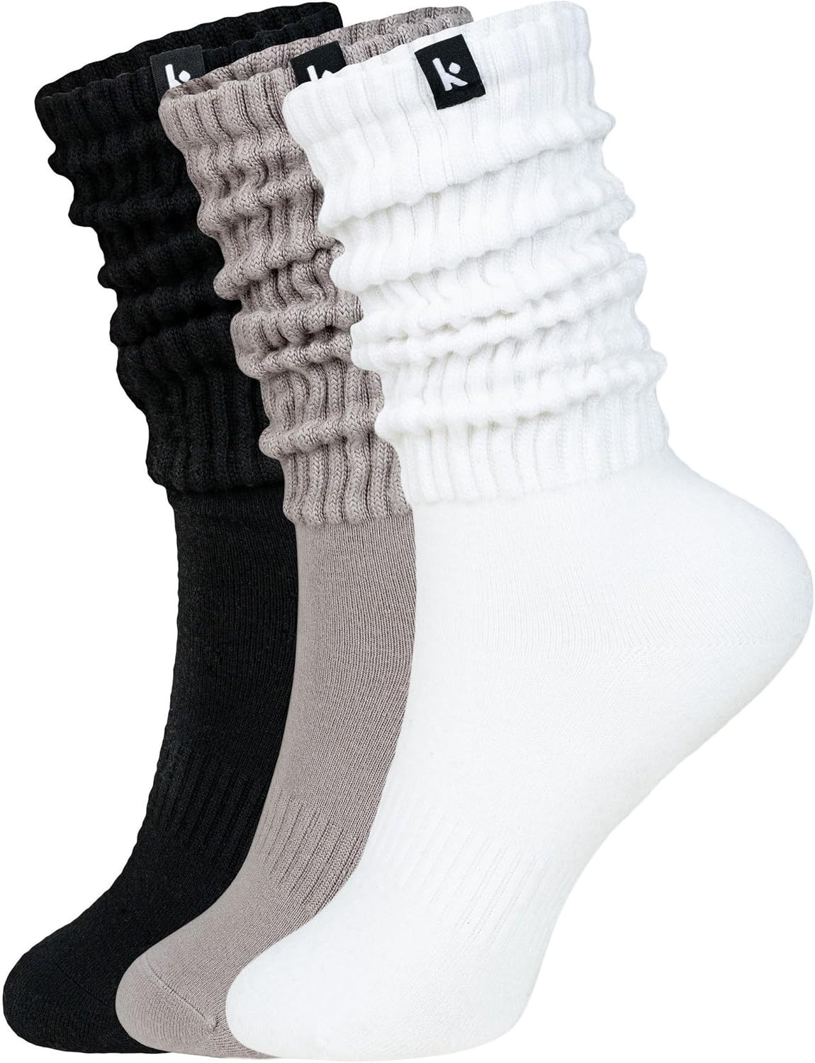 Kamo Fitness Scrunch Boot Socks for Women, Long Cozy Slouch Crew, 3 Pairs | Amazon (US)
