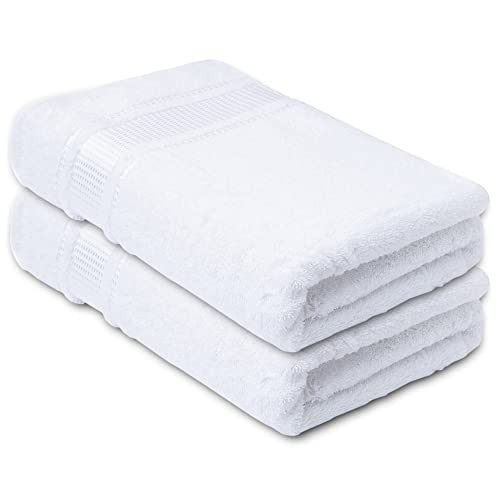 Melissa Linen, Bright White Bath Towels, Set of 2, 100% Turkish Cotton Bath Towels for Bathroom, Absorbent, Quick Dry, Durable and Soft Shower Towel, 28 in x 55 in, Spa and Hotel Quality | Amazon (US)