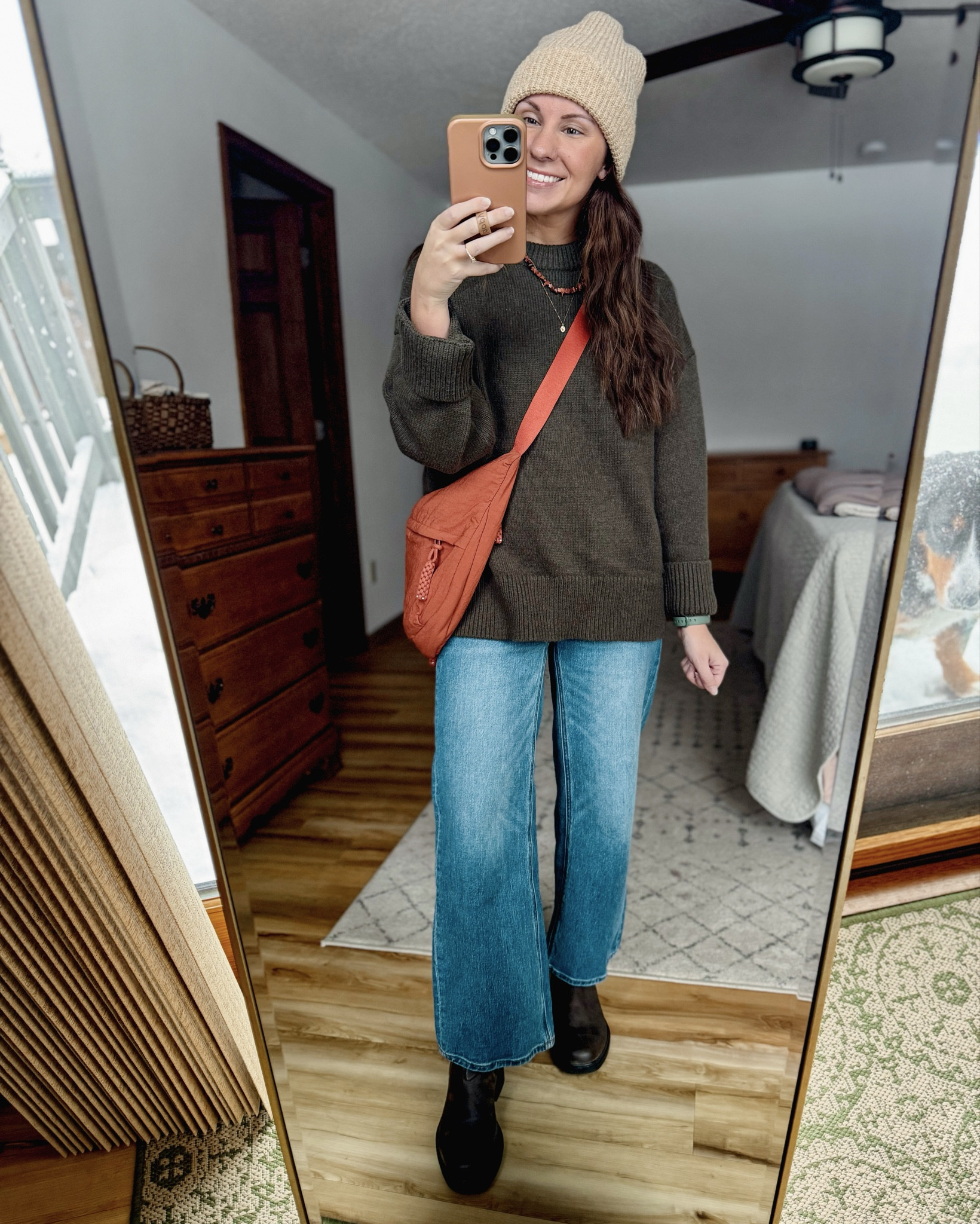 Wearing xs in my sweater, small in my tee, 24 in a 26” inseam in my jeans, 6 in my blundstone boots (also linked an affordable lookalike). 
My hat and beaded necklace are older so I linked similar!

#LTKSeasonal #LTKgrwm #LTKPetite
