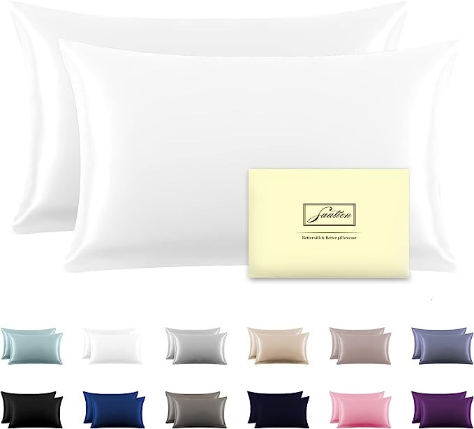 Silk Pillowcase for Hair and Skin,Soft,Breathable and Sliky 100% Standard Size Pillow Cases Set o... | Amazon (US)