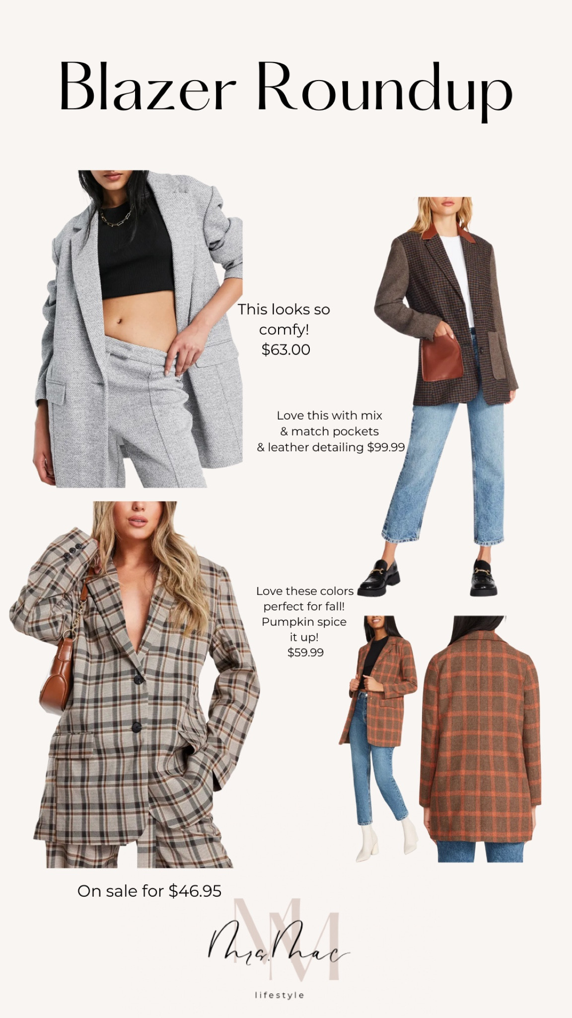Fall blazer round up.
Plaid.
Leather.
Grey.
Rust.
Brown.
Fall.


#LTKunder100 #LTKunder50 #LTKSeasonal