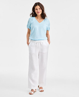 Women's 100% Linen Drawstring Pants | Macy's