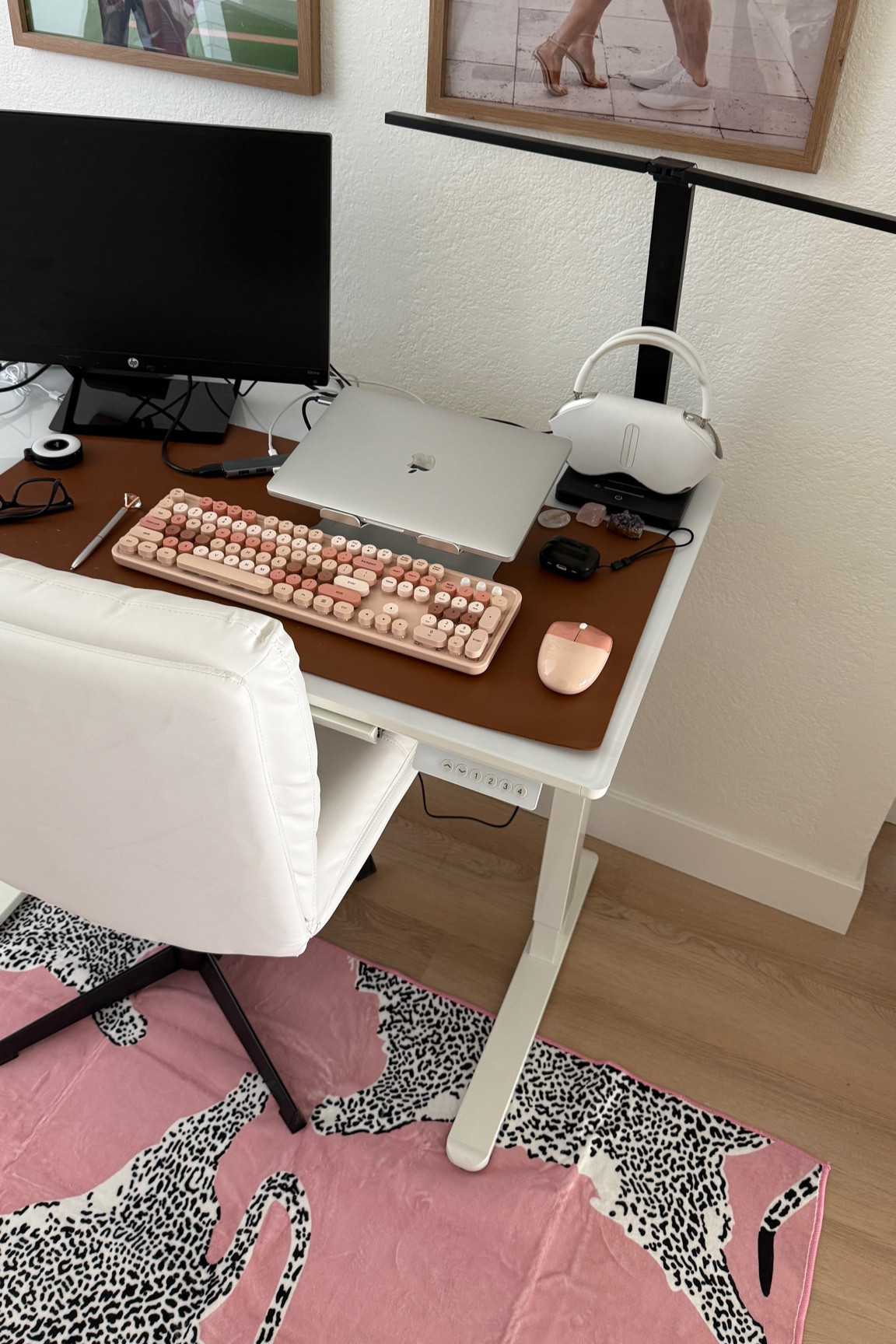 Home office decor! Everything tagged and a few rug options! 
40” wide electric desk is perfect for my small space. It also has 4 preset heights for ease of use. This also has a drawer so I can hide my pens and office supplies. Super easy to put together I couldn’t believe how easy. All on Amazon 

#LTKHome #LTKCyberWeek #LTKGiftGuide