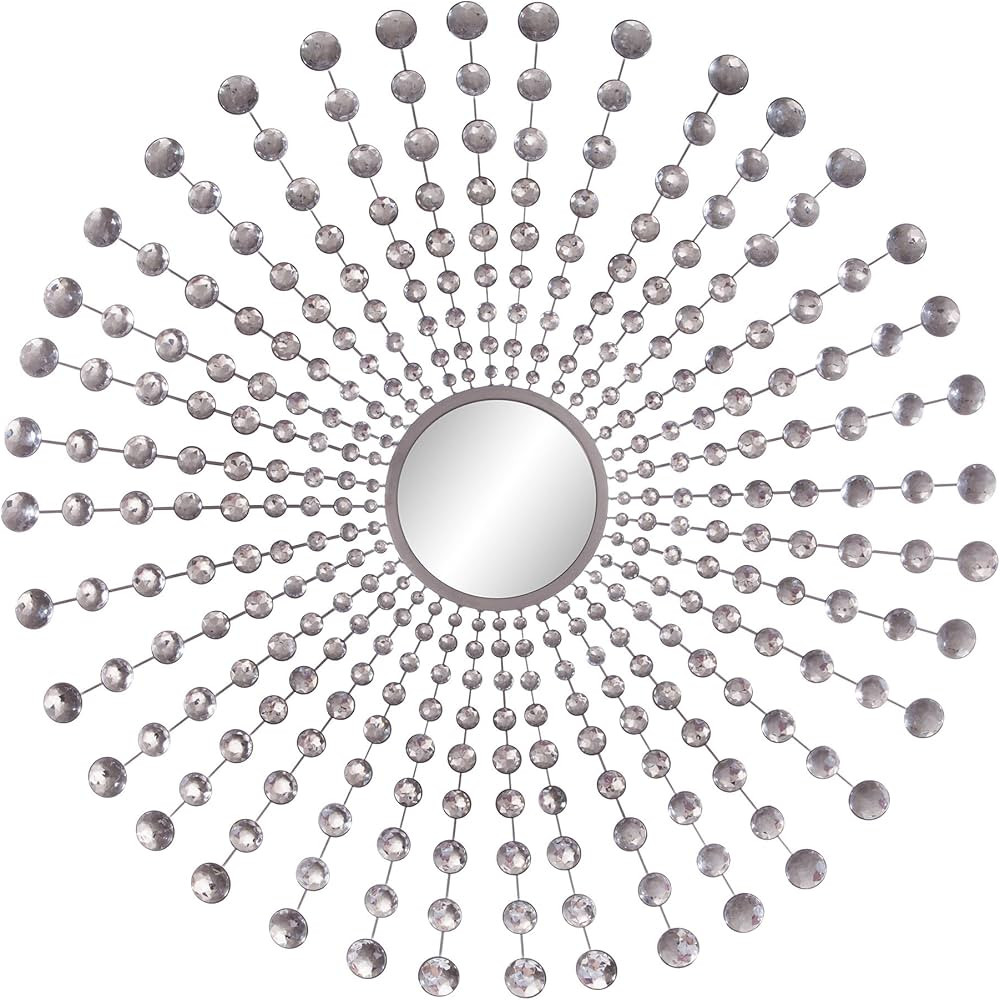 Patton Wall Decor Jeweled Silver Round Starburst Mirror | Amazon (US)