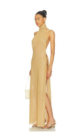 Oseree Lumiere Ring Turtleneck Dress in Metallic Gold. - size M | Revolve Clothing (Global)