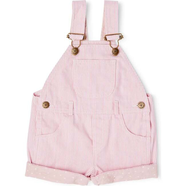 Stripe Overall Shorts, Classic Pink | Maisonette