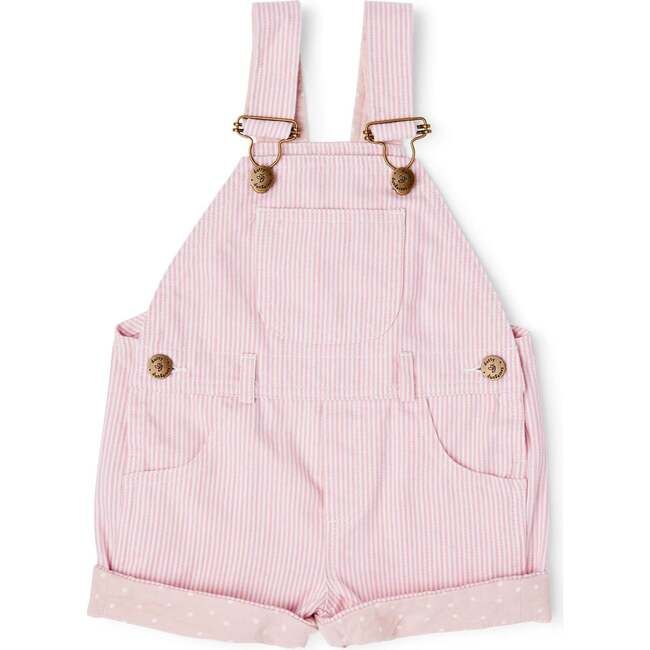 Stripe Overall Shorts, Classic Pink | Maisonette