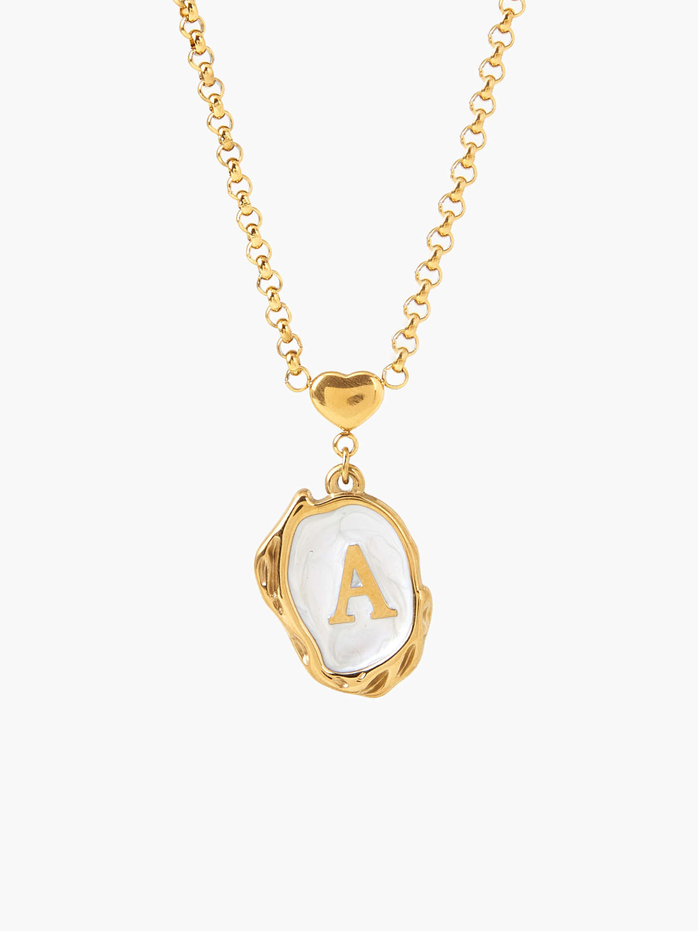 Letter Heart Metallic Pendant Necklace For Daily Casual Date Coffee Shop | Cider