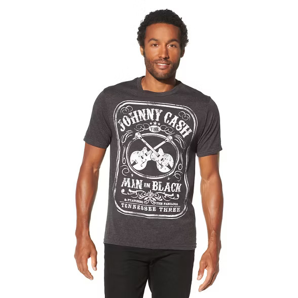Men's Johnny Cash Man In Black Short Sleeve Graphic T-Shirt - Charcoal Heather XL | Target