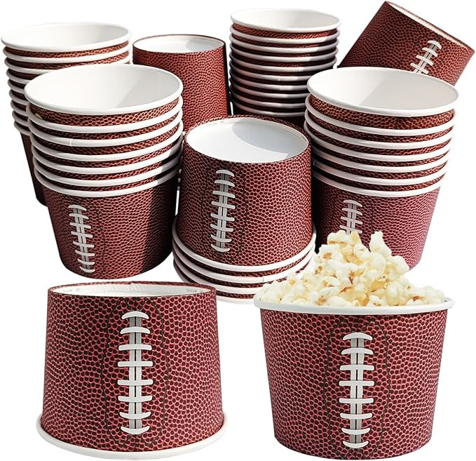 50 Pcs Football Snack Bowls Rugby Ice Cream Cups Football Party Paper Treat Cups For Soup/Yogurt ... | Amazon (US)