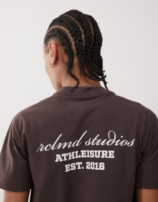 Reclaimed Vintage unisex boxy oversized tee with graphic in brown | ASOS | ASOS (Global)