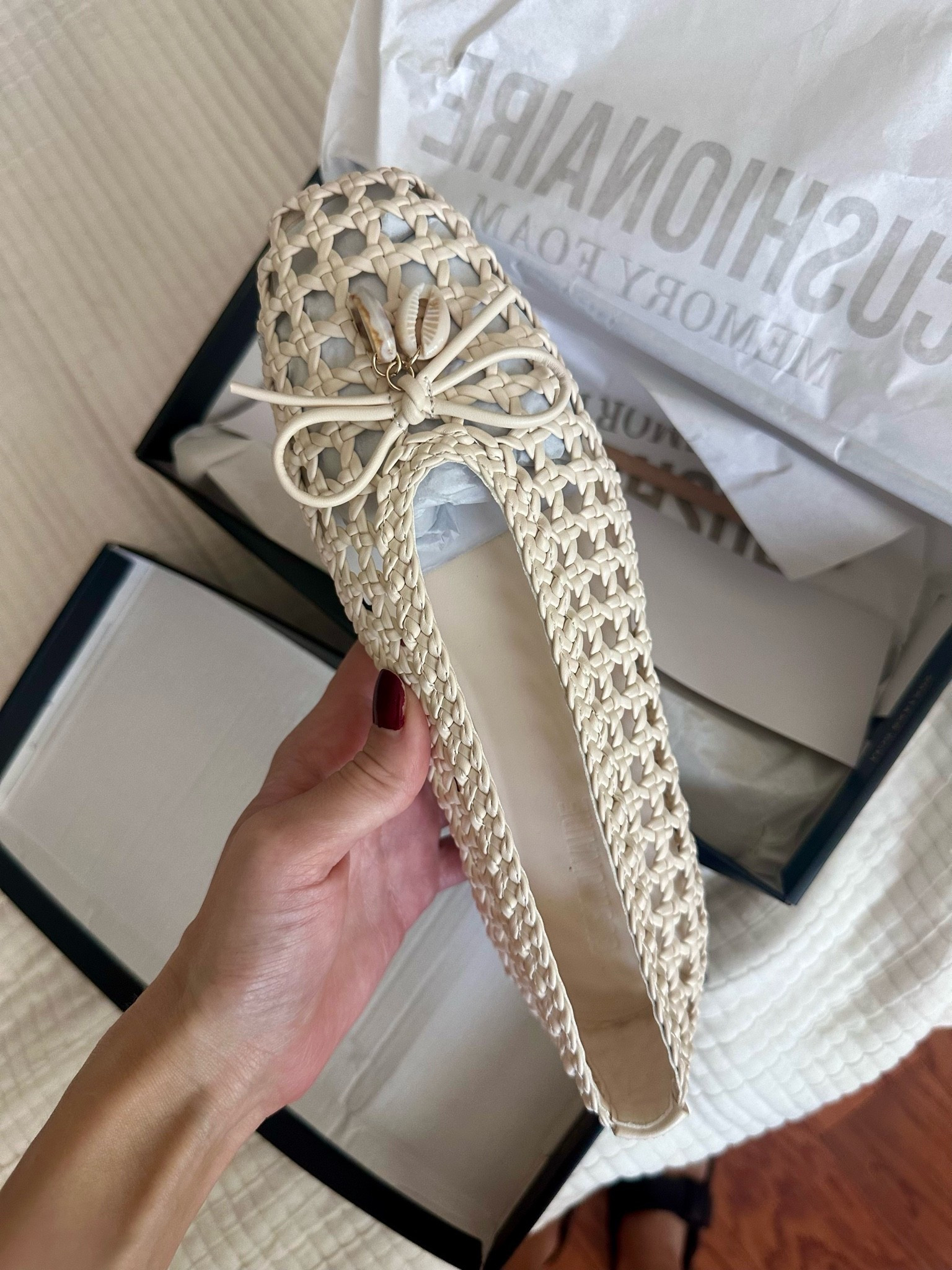 New ivory wovan faux leather ballet flats for summer. Love the shell detail

#LTKootd #LTKSeasonal #LTKTravel