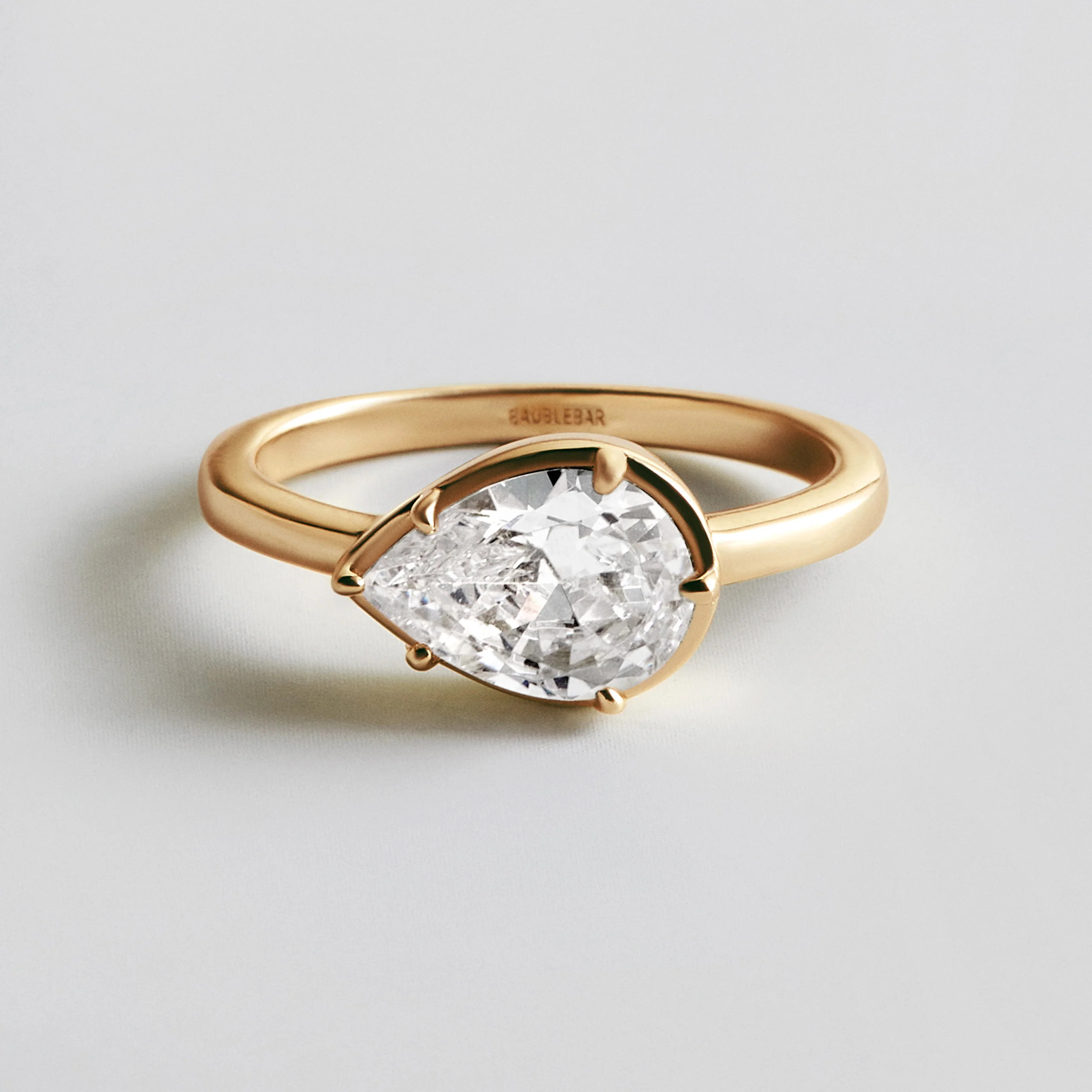 Stacey 14K Gold Crystal Ring - Pear Cut | BaubleBar
