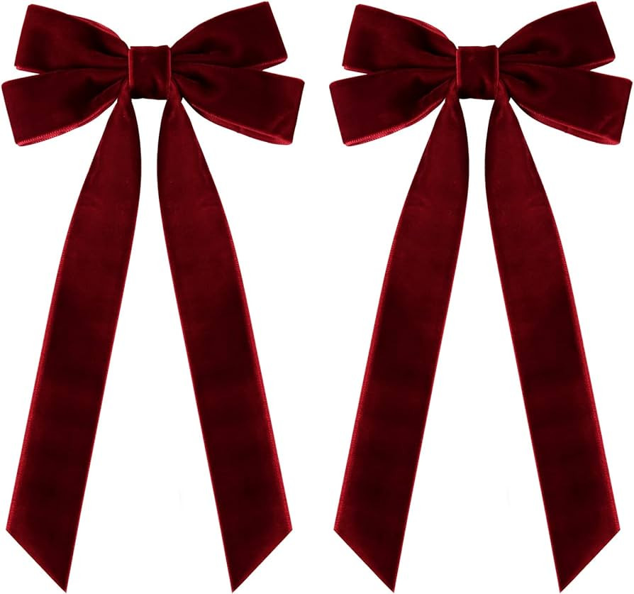 2PCS Velvet Hair Bows Red Hair Ribbon Clips Big Fall Alligator Clips Hair Accessories for Women G... | Amazon (US)