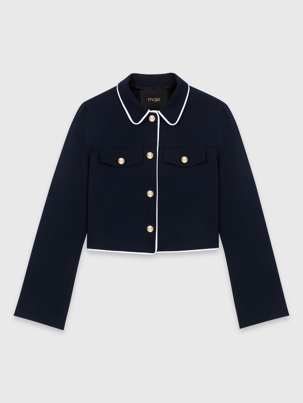 Short jacket with contrast trim Blue for Women | Maje | Maje EU