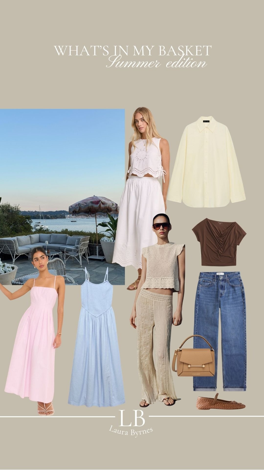 What's in my Basket! Summer edition ☀️

May favourites, Pale yellow oversized shirt, White broderie co-ord, Brown ruched top, Blue straight leg jeans, Tan bag, ballet flats, Pink maxi dress, Blue dress, Capsule wardrobe picks, Everyday summer staples, Summer Dress, Summer Style 

 #LTKuk #LTKsummer #LTKeurope