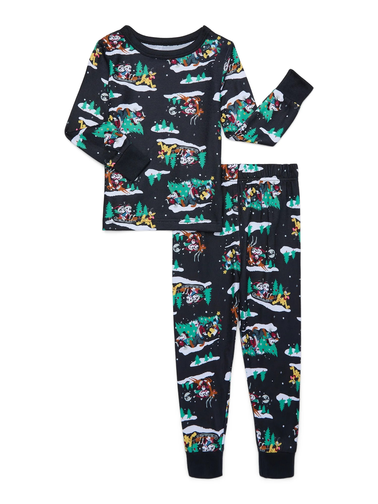 Mickey Mouse and Friends Toddler Boys and Toddler Girls Holiday Pajamas Set, 2-Piece, Sizes 12M-5... | Walmart (US)