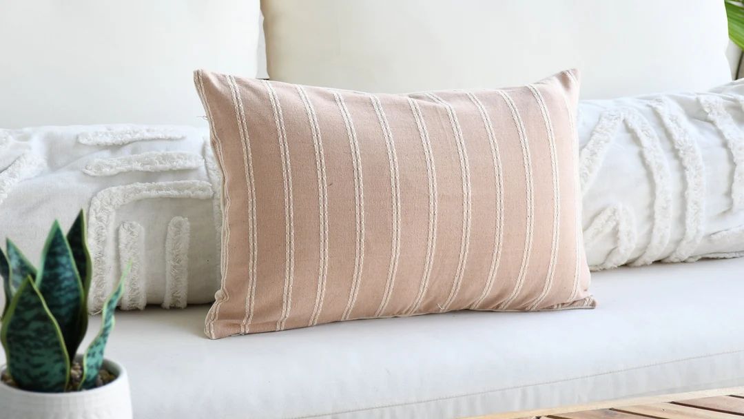Soft Pink Little Lumbar Pillow Cover Girls Room Pillow Covers 12 X 18 Beige Cotton Pillow Light P... | Etsy (US)