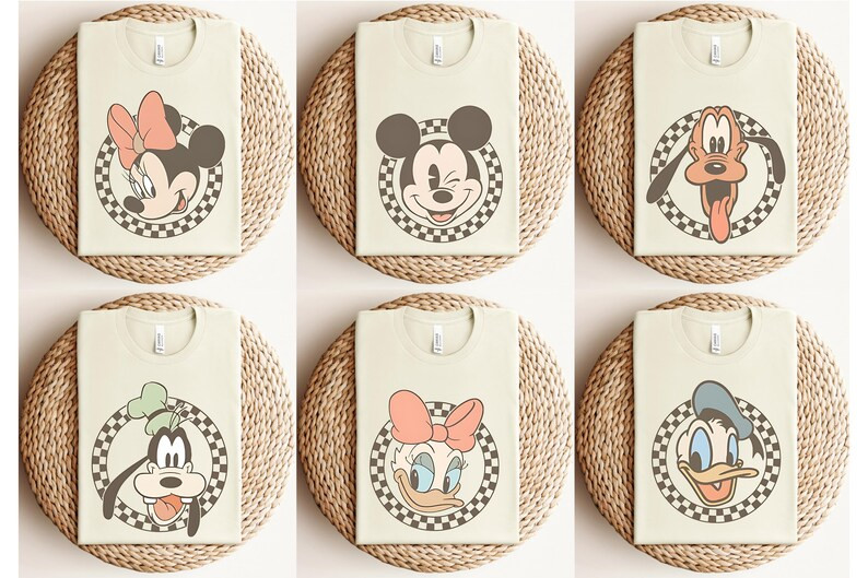 Retro Mickey & Co Checkered Family Shirts, Matching Disneyland Family Trip Tees, Couple Shirts, B... | Etsy (US)