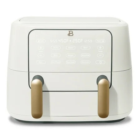 Beautiful 9 Qt TriZone Dual Basket Air Fryer, EverGood™ Ceramic Nonstick Coating, White Icing by Drew Barrymore | Walmart (US)