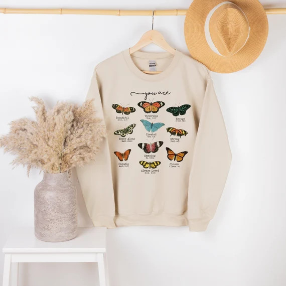 Butterfly Bible Verse Sweatshirt, Inspirational Quotes, Religious Hoodie, Christian Shirt, Motiva... | Etsy (US)