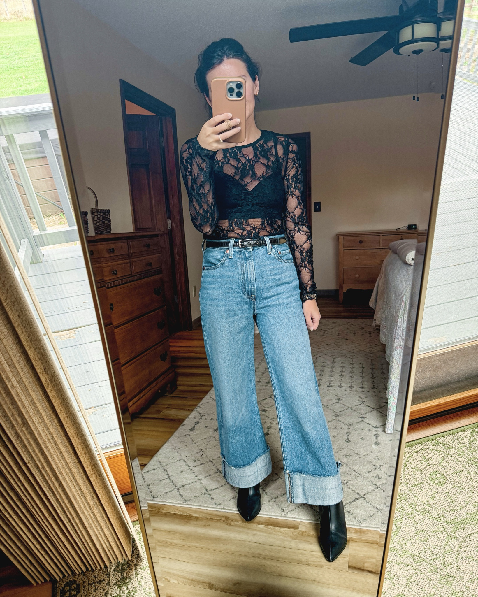 Wearing a small in both the lace top and a small in the sheer top, 25 in my jeans (I cuffed them myself). Wearing a 32a in my bra—one of my favorites.

My boots are older so I linked similar. 


#LTKPetite #LTKgrwm #LTKHoliday