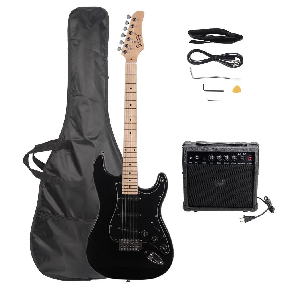 Glarry 6 Strings Right Hand Electric Guitar Package for Beginner,Black | Walmart (US)