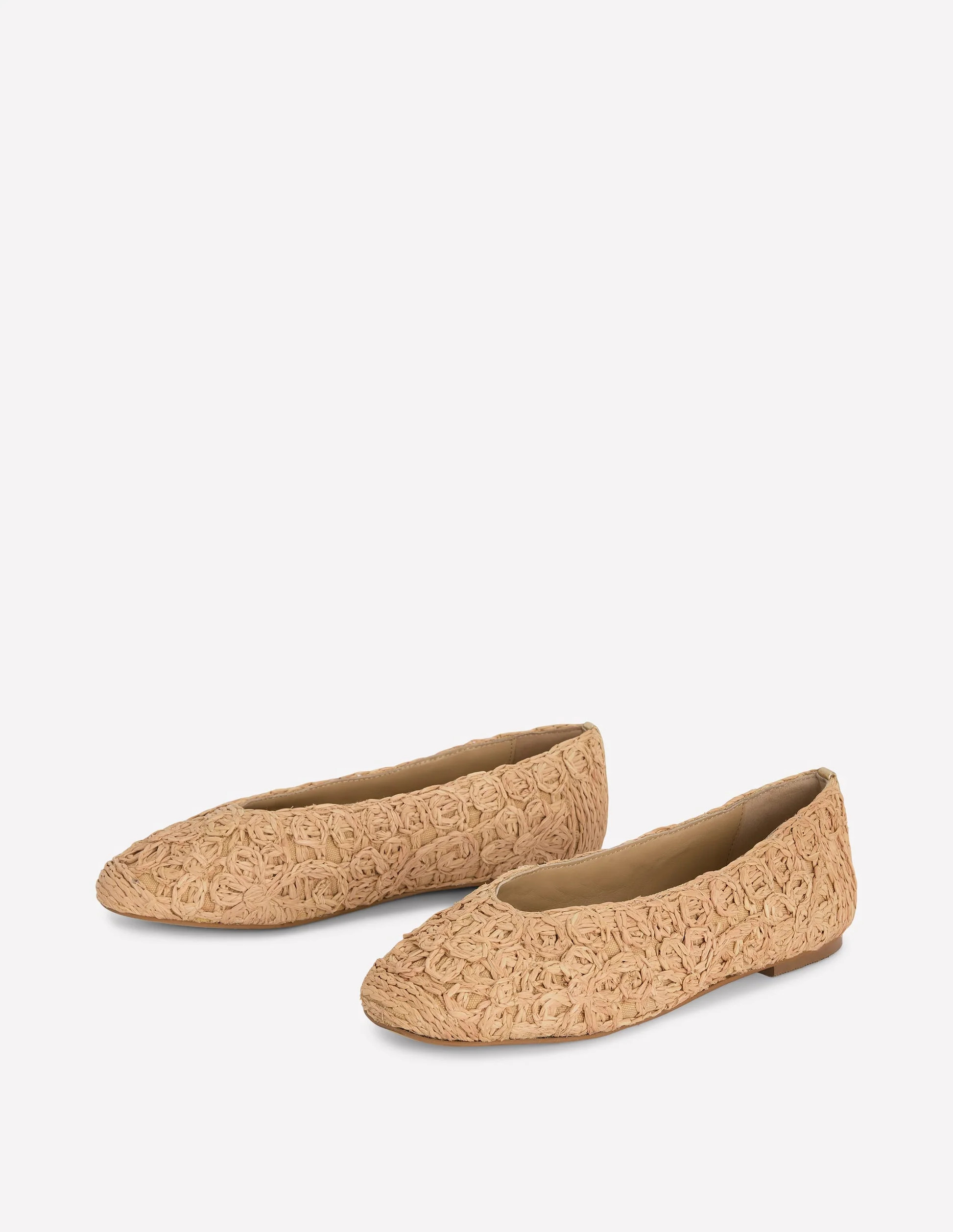 High Cut Ballet Flats-Flower Raffia | Boden (US)