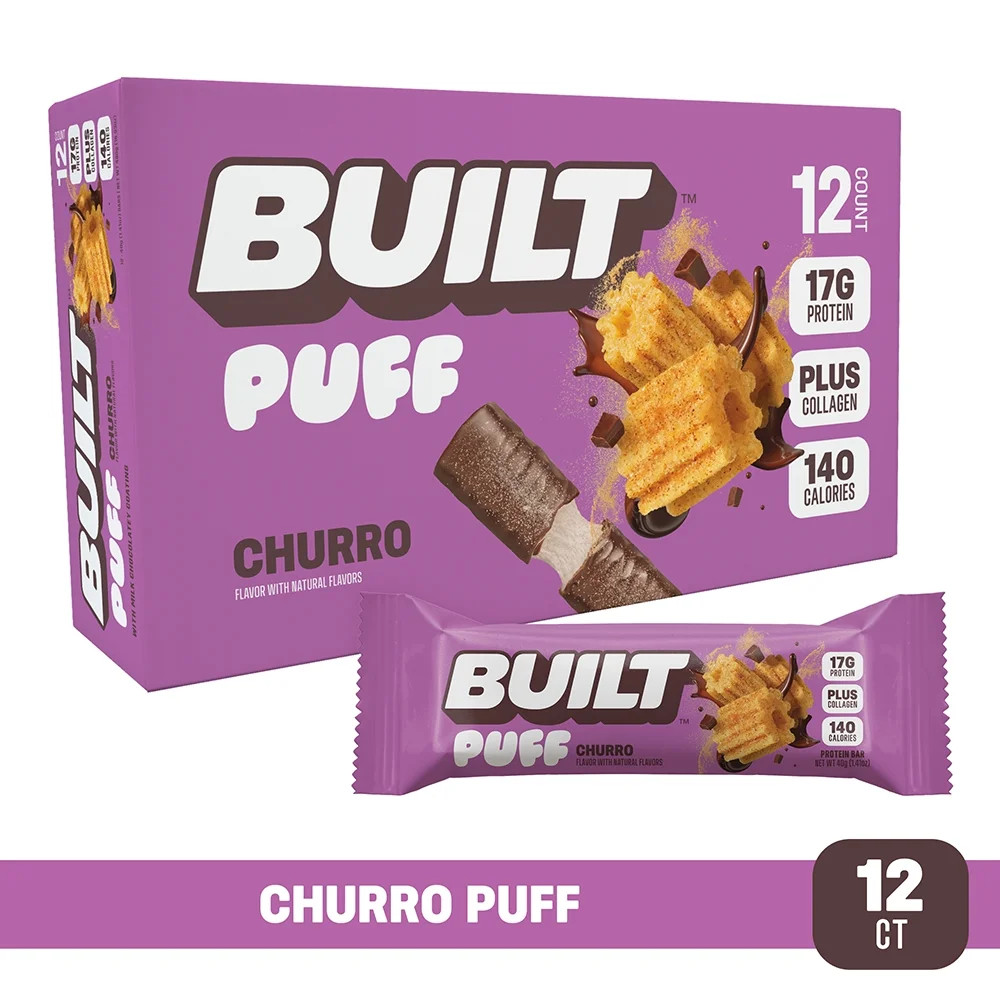 Built Bar, Protein Bars, Churro Puff, 12 Count Box | Walmart (US)