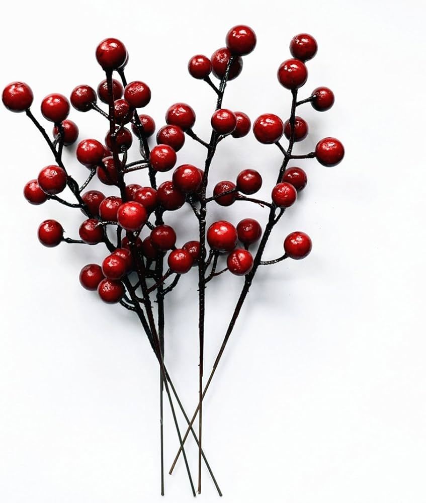 Pack of 10 Christmas Decor Red Artificial Berry Stems Holly Christmas Berries Tree Decorations Cr... | Amazon (US)