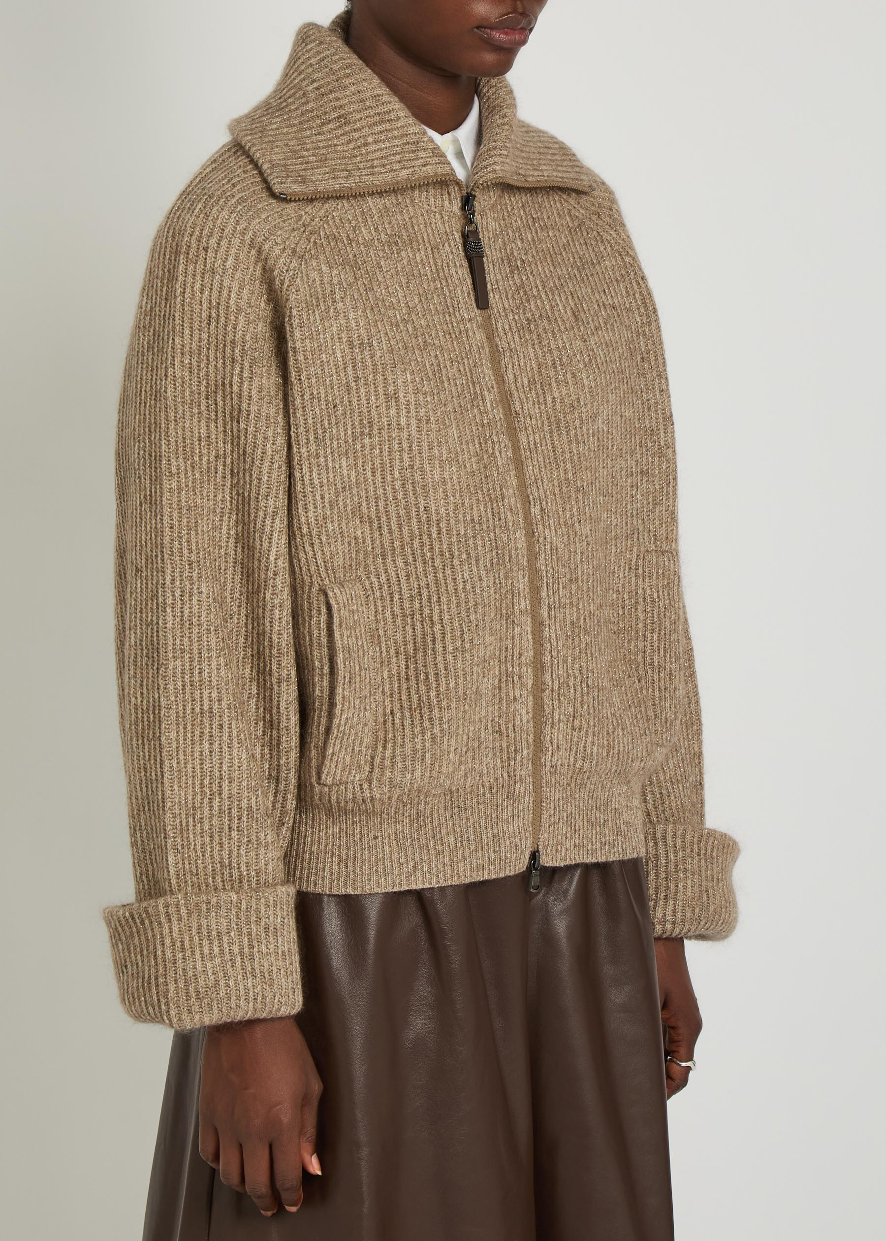 Metallic-knit cashmere-blend cardigan | Harvey Nichols