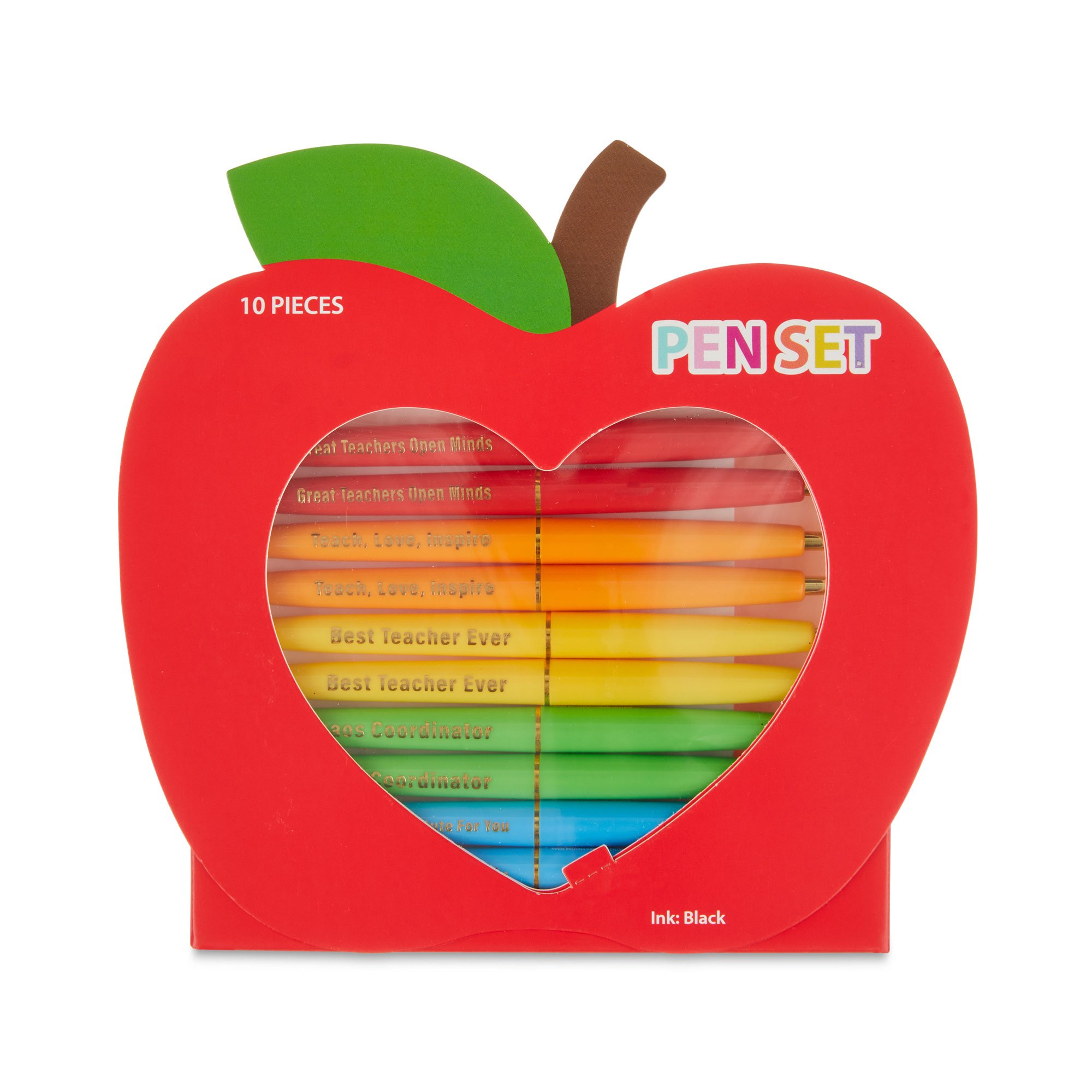 Valentine's Day Multicolor Teacher Plastic Pen Set, 5.4 inch, 10 Count, by Way To Celebrate | Walmart (US)