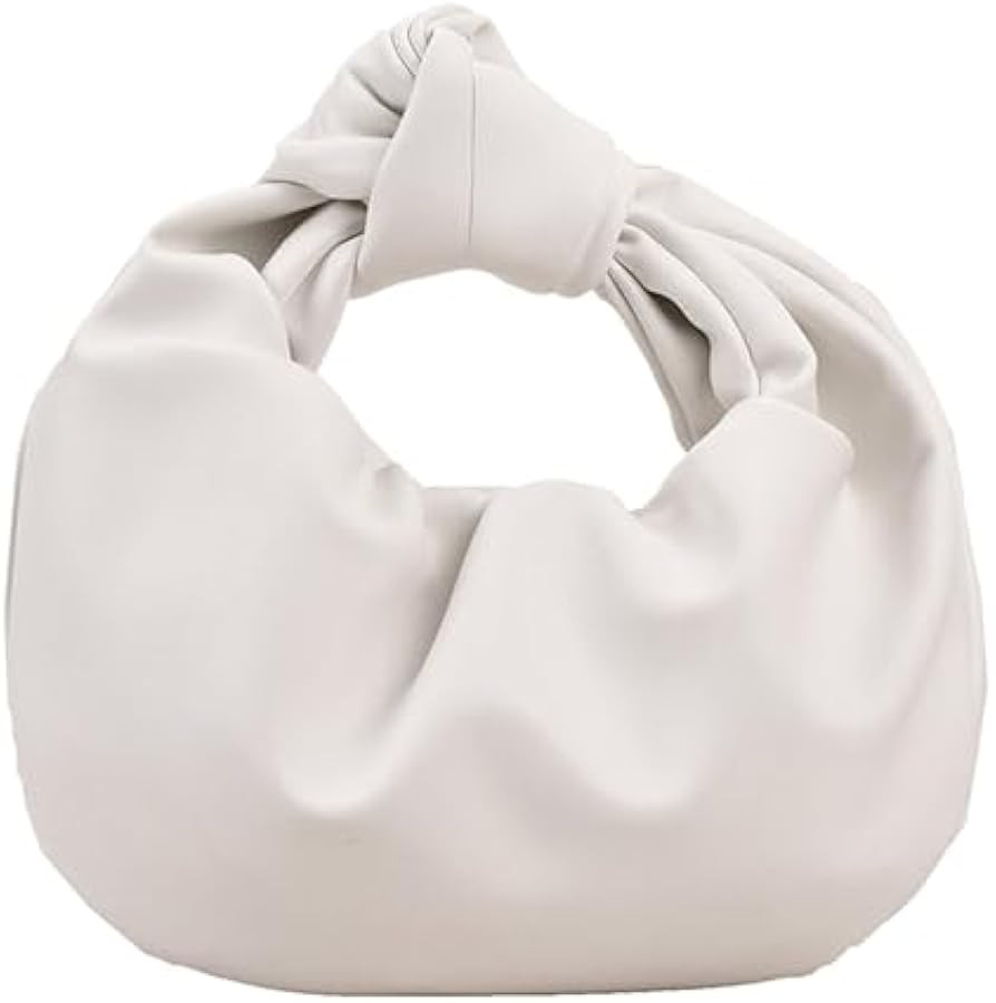 Women's Wrinkled Leather Cloud Shape Knotted Handbag Fashion Y2K Dumpling Underarm Hobo Clutch Pu... | Amazon (US)