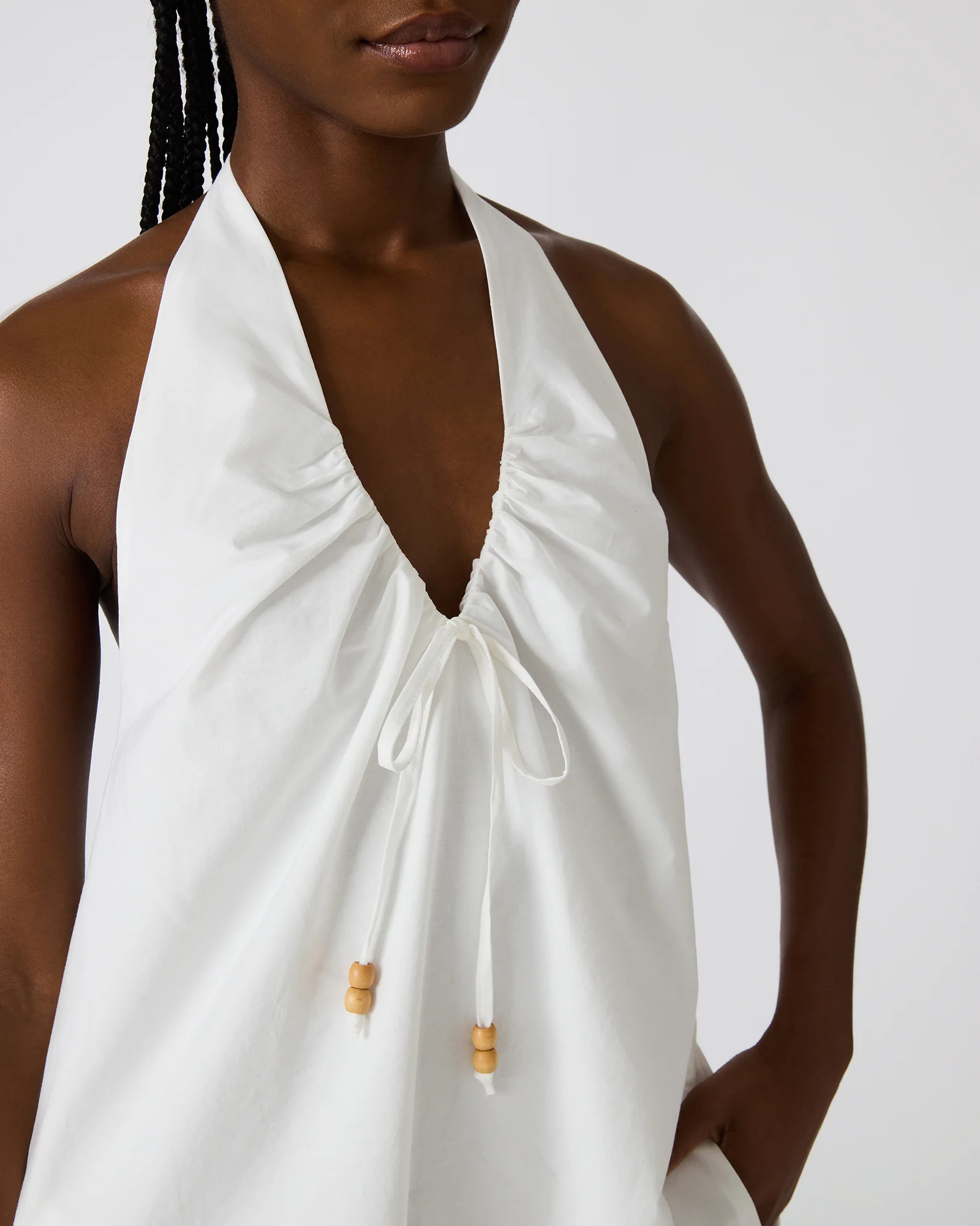 ADANA White Halter Eyelet Beads Women's Mini Dress | Steve Madden (US)