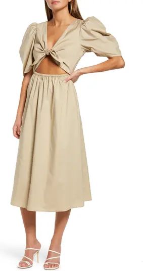 Peggy Cutout Puff Sleeve Midi Dress | Nordstrom