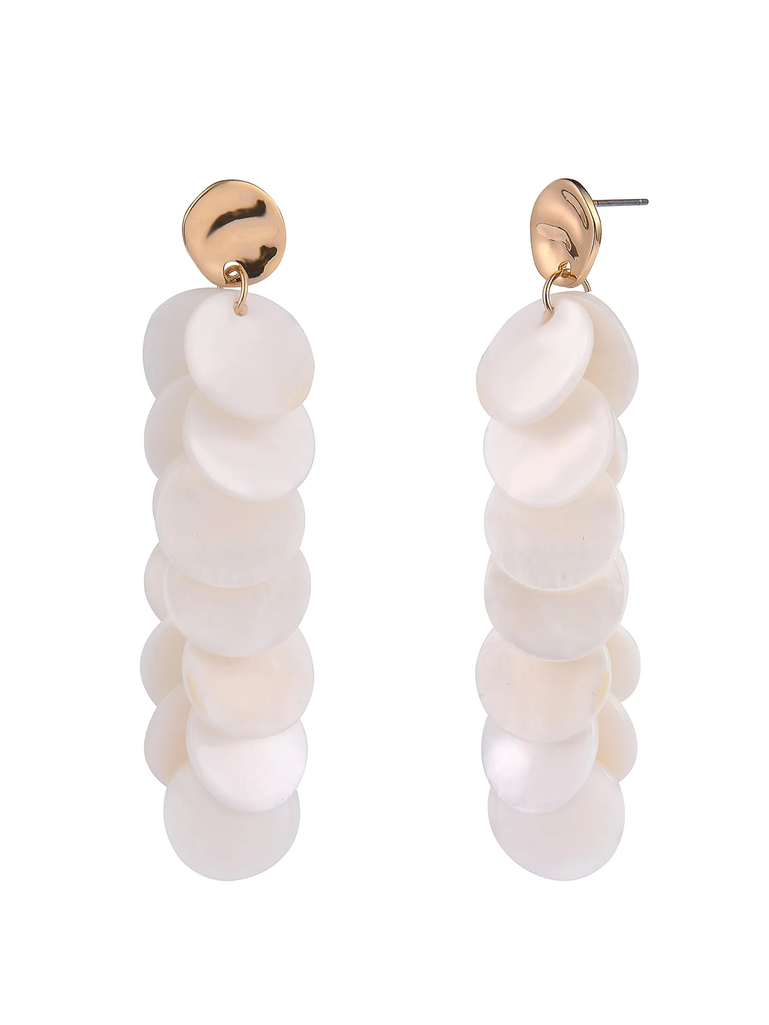 Time and Tru Women's Gold-Tone Hammershell Cluster Drop Earrings | Walmart (US)