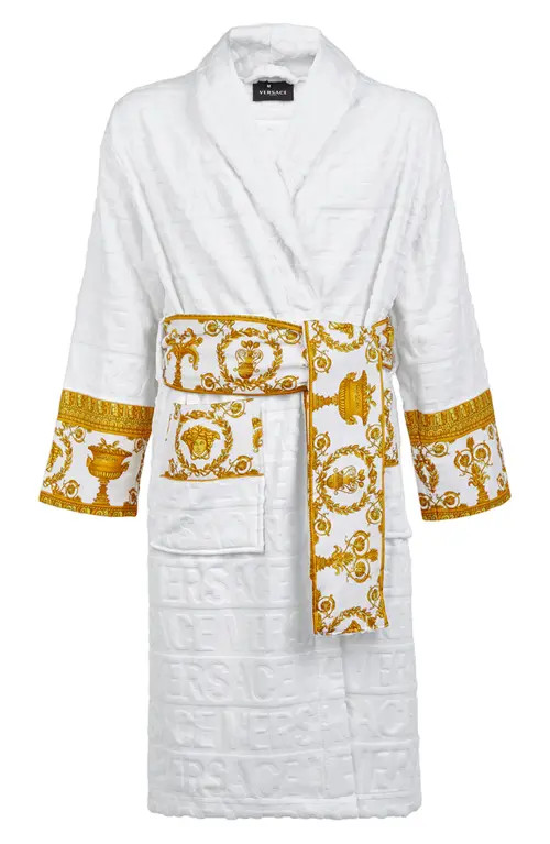 Versace Barocco Terry Robe in White at Nordstrom, Size 3X-Large | Nordstrom