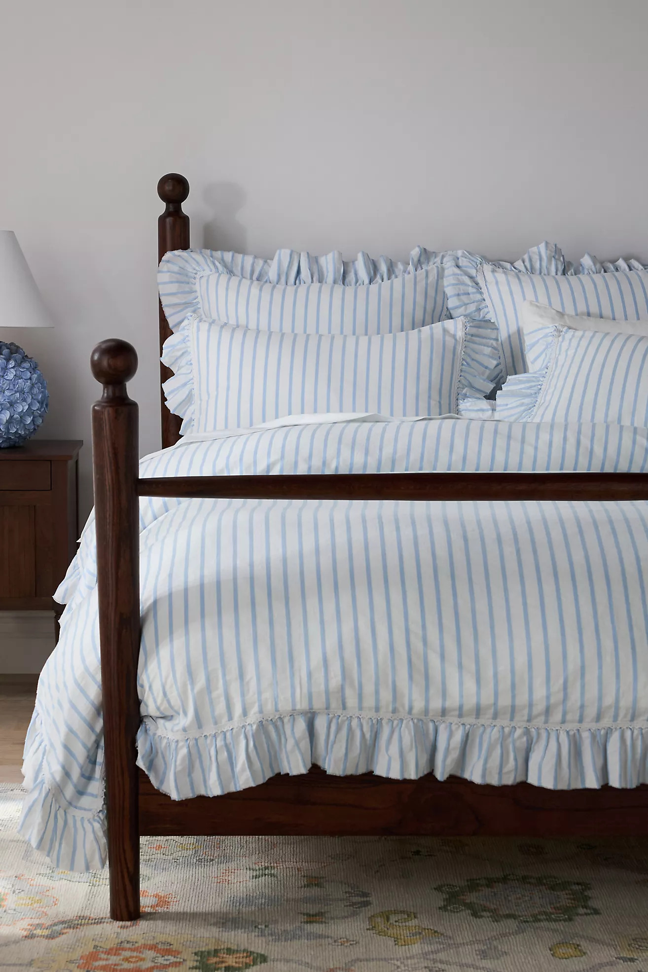 Organic Cotton Spa Sateen Ruffled Duvet Cover | Anthropologie (US)