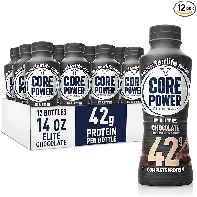 Core Power Elite High Protein Shake, Chocolate, 42g Bottle, 14oz, 12 Pack | Amazon (US)