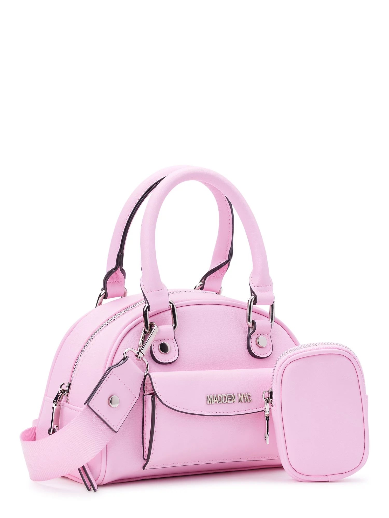 Madden NYC Women's Bowler Handbag with Pocket, Light Pink | Walmart (US)