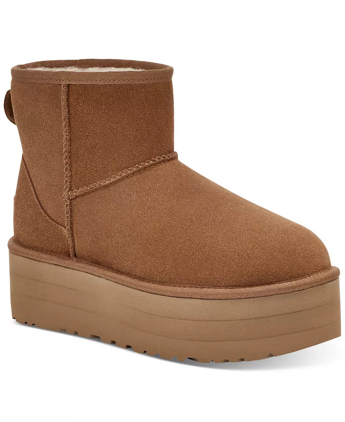 UGG® Women's Classic Mini Warm-Lined Platform Booties - Macy's | Macy's
