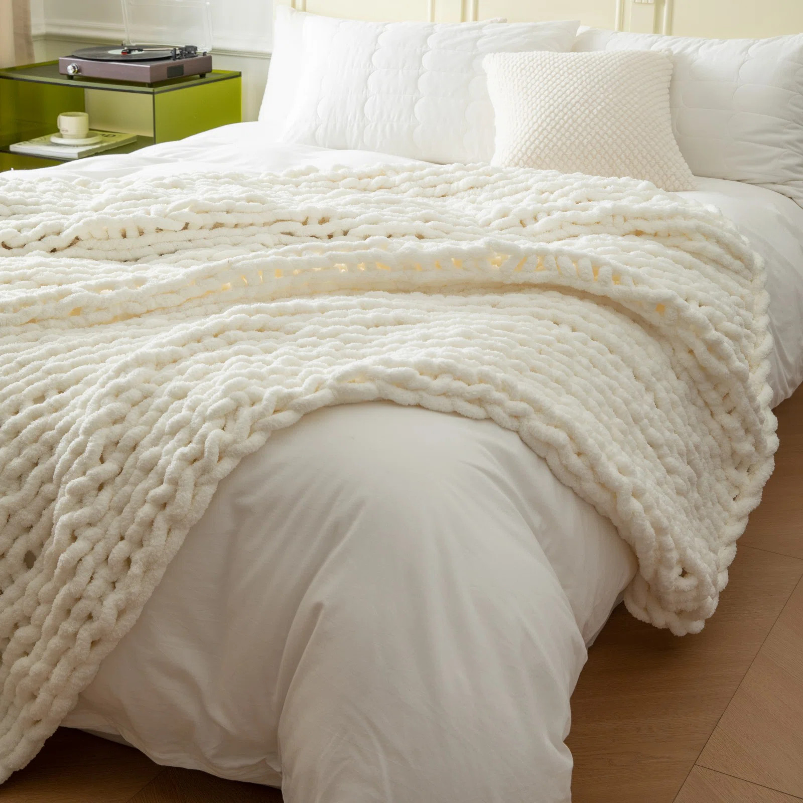 Chunky Knit Blanket Throw 50"\u00d760" Knitted Throw Blankets for Couch Bed Fluffy Soft Blanket w... | Wayfair North America