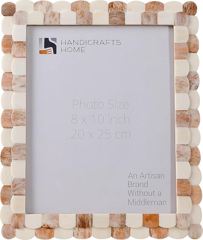 Handicrafts Home 8x10 Brown Picture Frame, Handmade Scallop pattern Bone inlay Photo Frame for Wa... | Amazon (US)